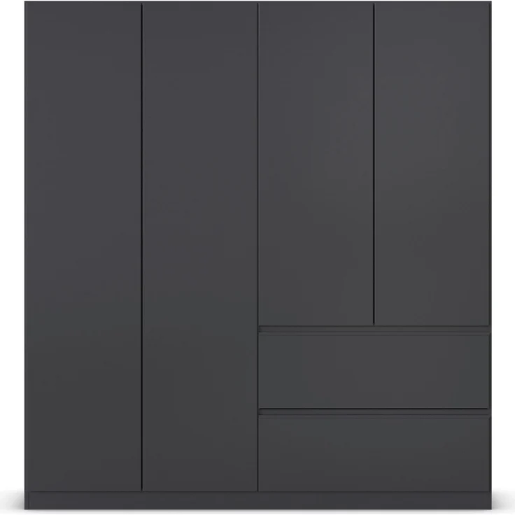 rauch Kleiderschrank, Drehtürenschrank COSTA, 4-türig, push-to-open, Grau metallic, 181 x 197 x 54 cm – Bild 2