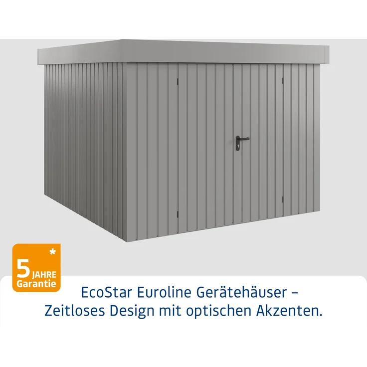 Hörmann Ecostar Metall-Gerätehaus "Euroline Trend" mit Flachdach EFD 10, graualuminium, 262 x 262 cm,2-flüglige Tür – Bild 3