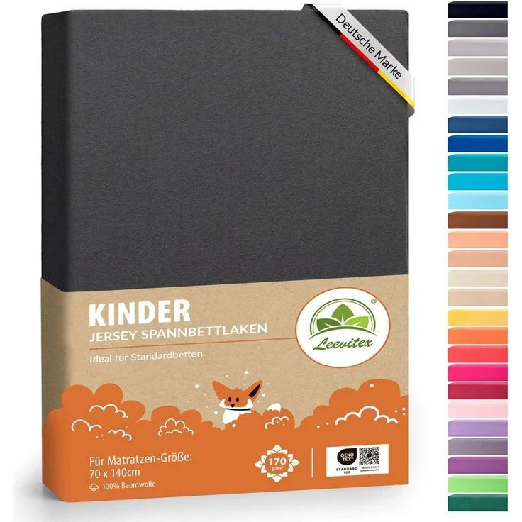leevitex® Spannbettlaken Jersey aus 100% Baumwolle, für Kinder- & Standardmatratzen, Jersey, Gummizug: rundum, 100% Baumwolle, anschmiegsam & dehnbar, diverse Größen und Farben – Bild 5