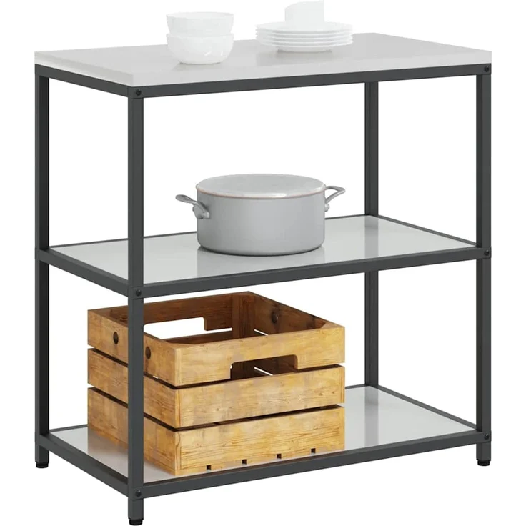 vidaXL Küchenregal HATTEM Silber 90 x 50 x 92 cm Stahl 874959 – Bild 3