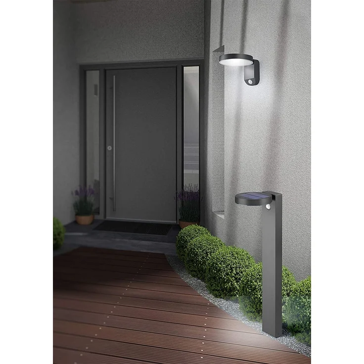 Reality Leuchten LED Solar Außenwandleuchte Posadas R22251142, Kunststoff anthrazit, inkl. 4.5 Watt LED, Bewegungsmelder Wandleuchte – Bild 6