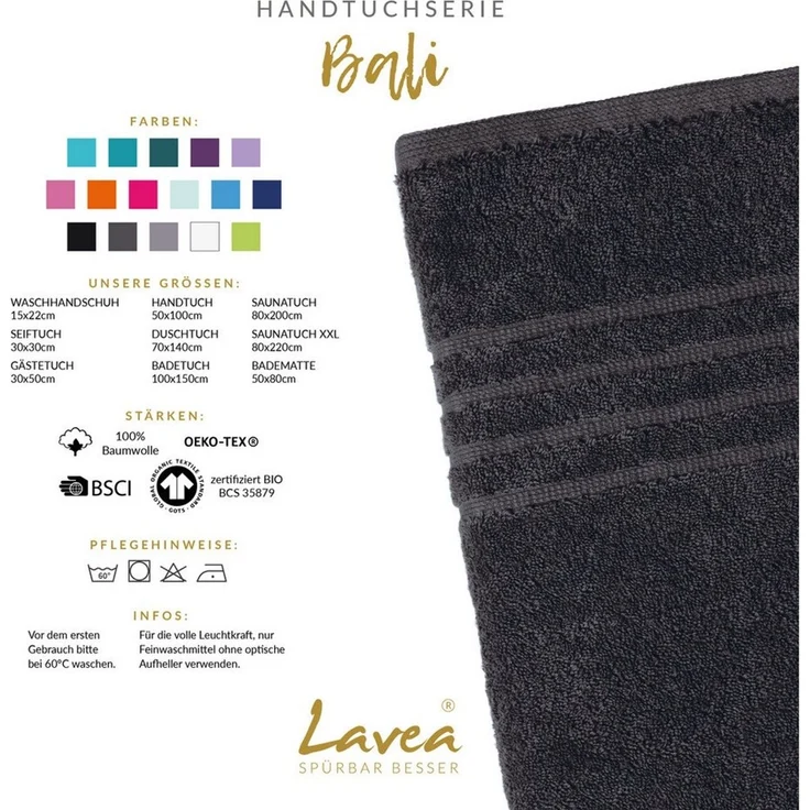 Lavea Waschhandschuh Bali, 16x22cm aus 100% Bio-Baumwolle, einzigartig weiche Waschhandschuhe mit Aufhänger (Set, 2-St), hochwertige und nachhaltige Premium Waschlappen - schonende Reinigung – Bild 2