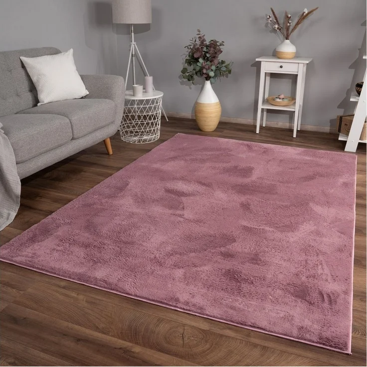 TT Home Teppich Suave 600, rechteckig, Höhe: 14 mm, Wohnzimmer Hochflor Teppich Kunstfell Modern Unifarben Flauschig Weich – Bild 1
