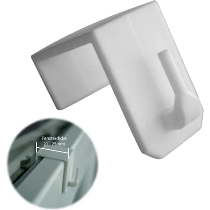 dekondo Fensterhaken Dekohaken Dekoklipp Fensterklipp Gardinenhaken Türhaken, für Gardinenstangen/Vitragestangen oder Fensterdekorationen, (20-St), Klemmbereich 15-25 mm (wählen Sie die richtige Größe für Ihr Fenster) – Bild 2