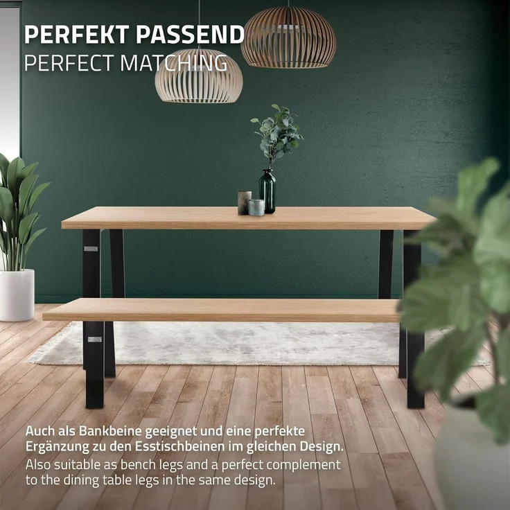 ML-DESIGN Tischbein Tischgestell Loft 2er Set aus Stahl Industriedesign U-Form, Tischkufen 44x42 cm Schwarz Profil 8x2cm Möbelfüße – Bild 2