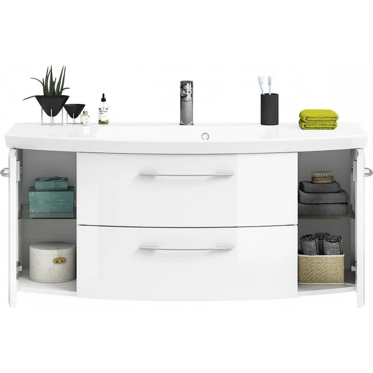 PELIPAL Badmöbel-Set Cassca Sprint Bad Möbel Weiß Hochglanz, Waschtisch + Unterschrank – Bild 3