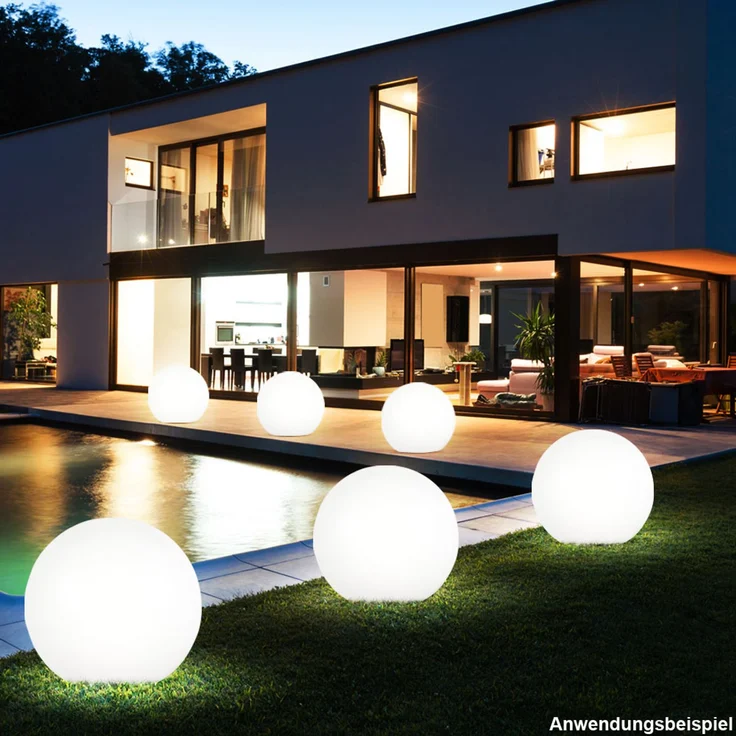 3er Set LED Außen Solarleuchten, Kugel weiß, 15 und 20 cm – Bild 5
