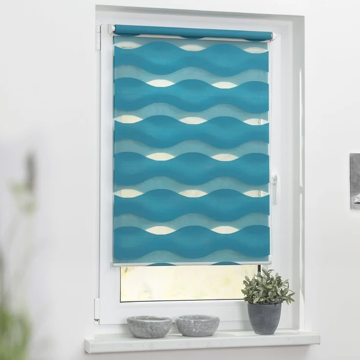 Lichtblick Sonnenschutzsysteme GmbH Doppelrollo Stockholm 60 cm x 150 cm (BxL) Petrol Duo Rollo in extravagantem Stil; Klemm- und schraubbar; Lichtdurchlässig und blickdicht – Bild 4