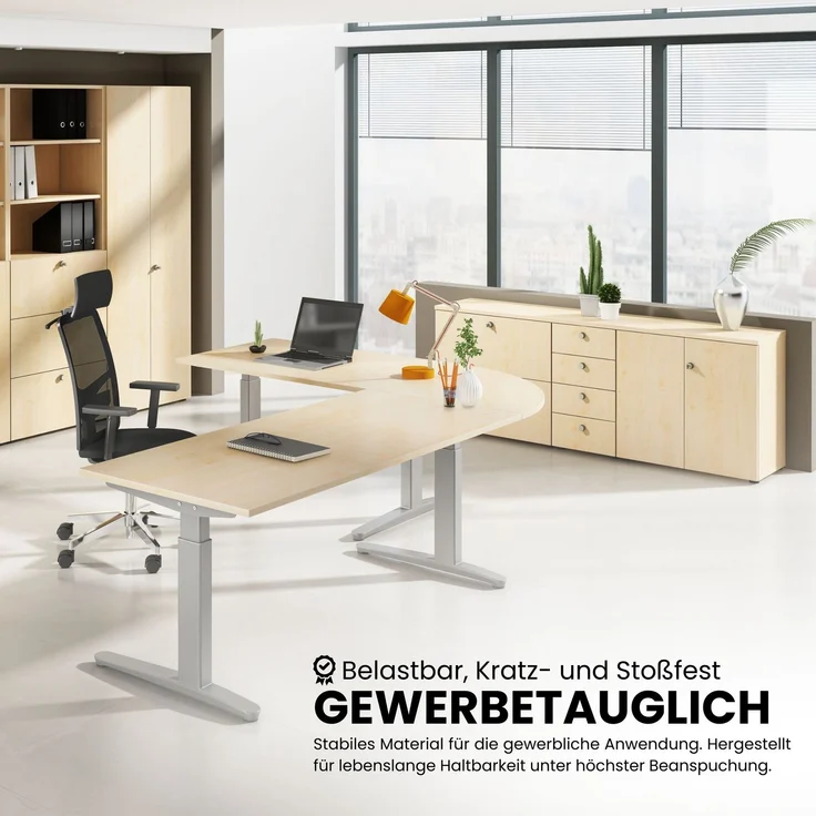 bümö Tischplatte 180x80 cm in Asteiche, Schreibtischplatte aus Holz, Holzplatte, Spanplatte kratzfest beschichtet, ABS-Kante, 120 kg Tragkraft für DIY Homeoffice Schreibtisch & mehr, PL-19-R – Bild 4