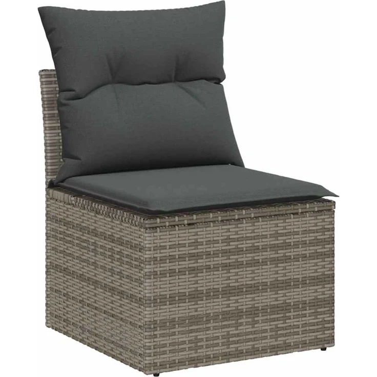 vidaXL Gartensofa-set mit Kissen mit Speicher 4 pcs Grau Poly-Rattan 3358848 – Bild 5
