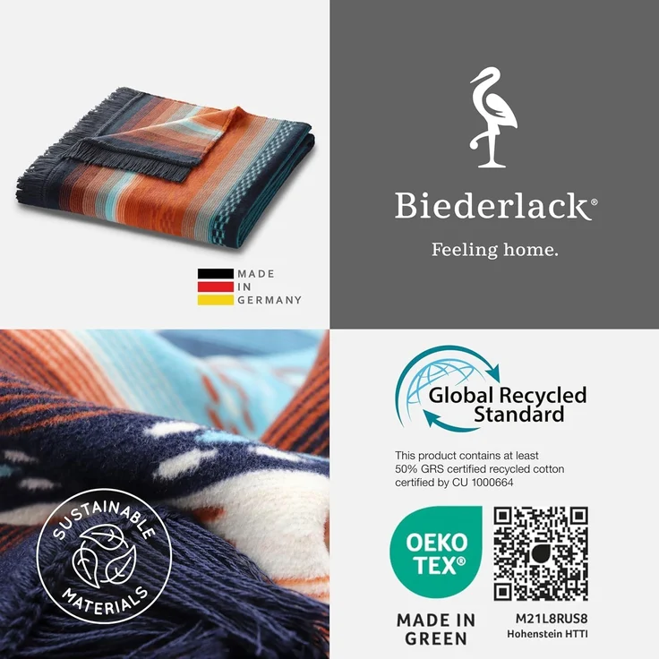 Wohndecke Peru, bunte Ethno Kuscheldecke in 150x200 cm, Biederlack, mit Fransen, Decke aus Baumwollmix, Made in Germany – Bild 6