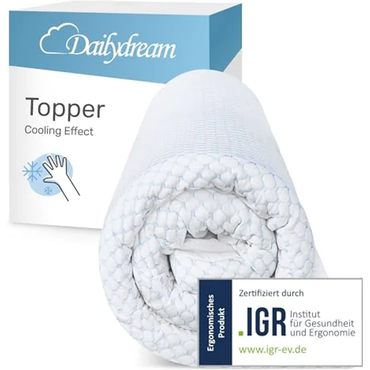 Dailydream Matratzen Topper 140x200cm, Memory Foam 5cm, Cool Touch Edition Model M, rutschfest, abnehmbarer Bezug, zertifiziert & ergonomisch