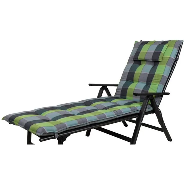 Sun Garden Liegenauflage Rollliege Inco10475-240 grau-grün kariert 191 x 60 x 8 cm Sun Garden, (1 St), Eckhaltebänder mit Bindebändern Halteband Gummi