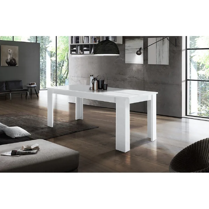 Esstisch >Jesolo< in Weiß-Hochglanz - 160x75x90cm (BxHxT)