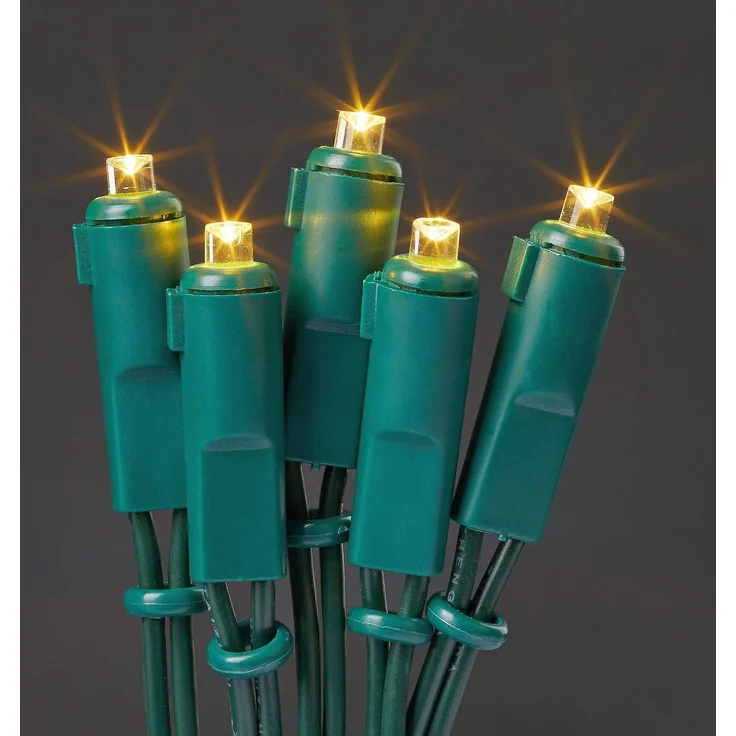 hellum Mini LED-Lichterkette innen 100 LED, warmweiß, Kabel grün, Fenster | Mini Lichterkette 220 V mit Stecker, 14,85 m beleuchtete Länge, für DIY Dekoration Weihnachtsbaum, Wohnzimmer >59lm 563917