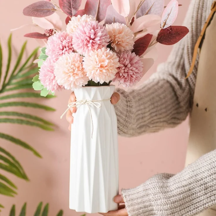 Vasen Keramik weiß Pampasgras Trockenblumen Weiß Vase 24x10x10 Cm – Bild 7