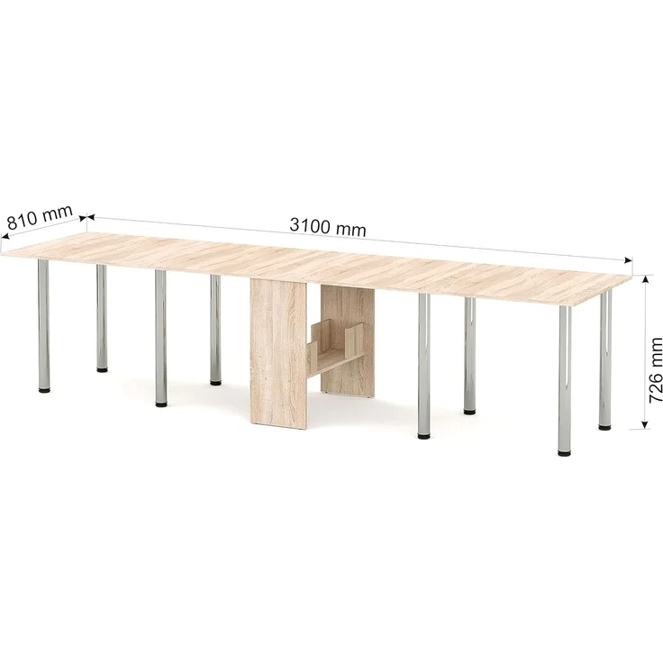 Rodnik XXL Esstisch, Klapptisch, Funktionstisch, Brotisch, Weiß, laminierte Spanplatte, kompakt, platzsparend, 310x81 cm – Bild 3