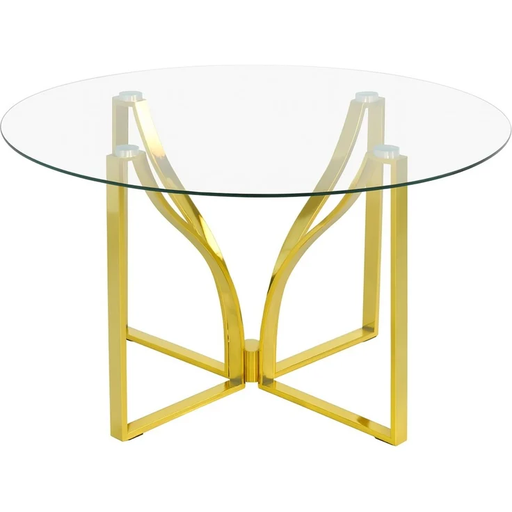 Couchtisch rund, Glasplatte, Gestell goldfarben, Ø 80 cm, Höhe 44 cm – Bild 3