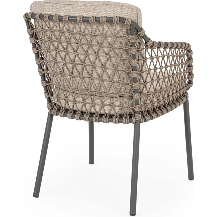 Gartenstuhl Ivissa aus Metall, modernes Design, Natur, gepolstert und wetterfest, inkl. Kissen – Bild 5