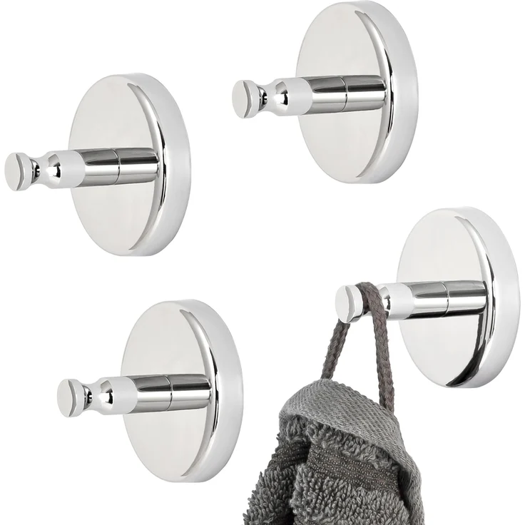 Bad-Serie LUCENTE - Handtuchhaken 4er Set, aus Edelstahl verchromt – Bild 1