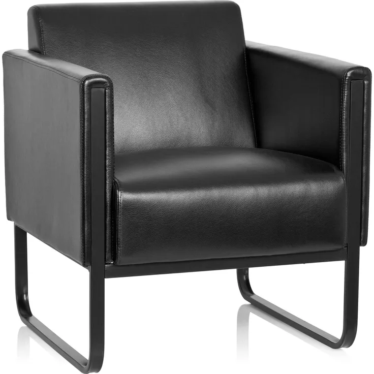 hjh OFFICE Loungesessel Bali Black Gestell schwarz Kunstleder glatt 1-Sitzer schwarz