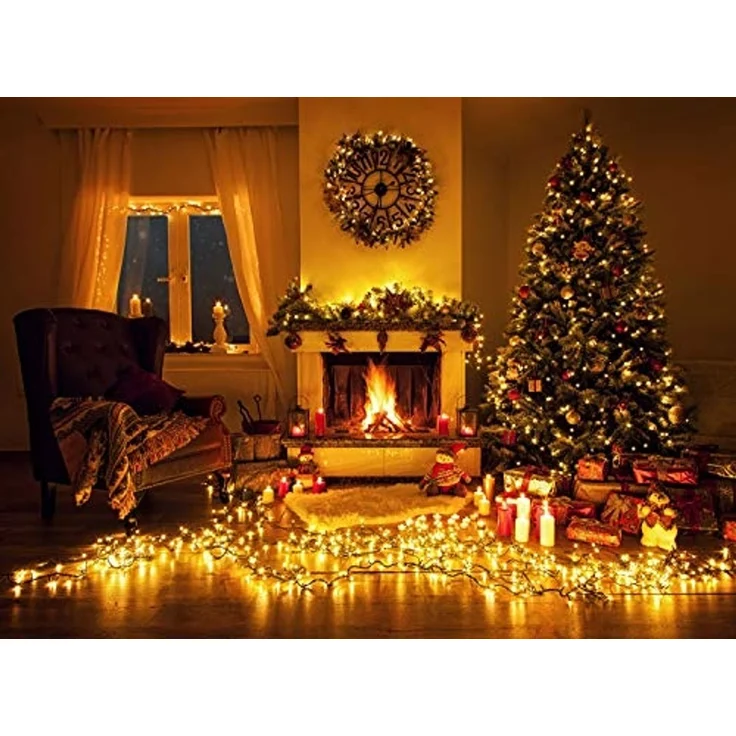 Idena 31123 - LED Lichterkette mit 400 LEDs in Gold-Gelb, mit 8 Stunden Timer Funktion und Transformator, ca. 47,9 m lang, Deko für Innen & Außen, als Party Deko, Weihnachtsdeko, zur Hochzeit – Bild 5