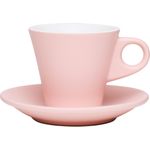 Cappuccinotasse Kaffee Tasse mit Untertasse Porzellan cilio NAPOLI rosa 215489