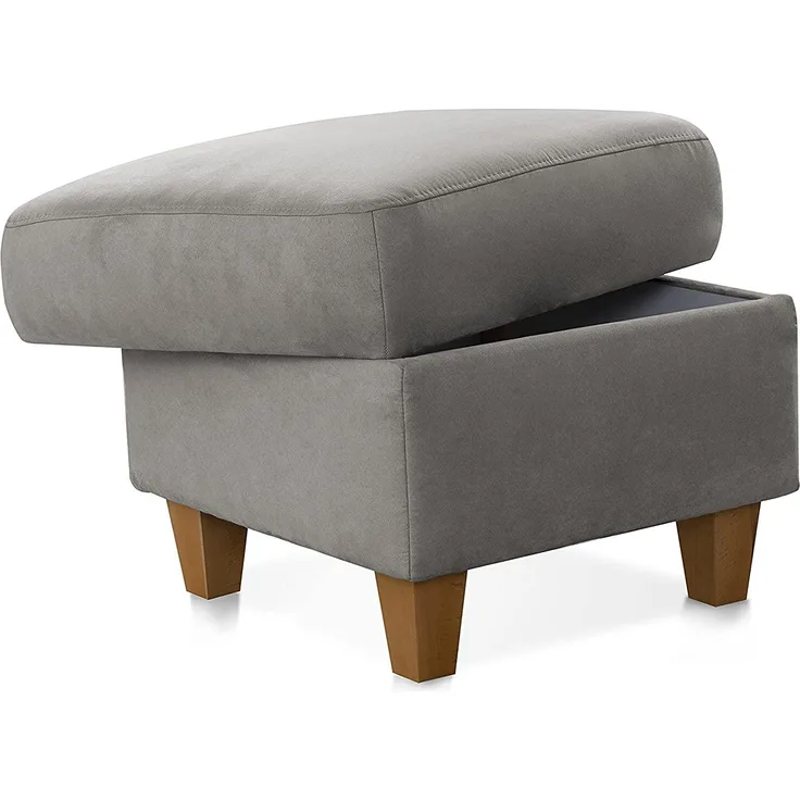 CAVADORE Polsterhocker Palera / Beistellhocker mit Stauraum, ideal als Fußhocker oder Sitzgelegenheit / 58 x 48 x 58 / Mikrofaser, Hellgrau