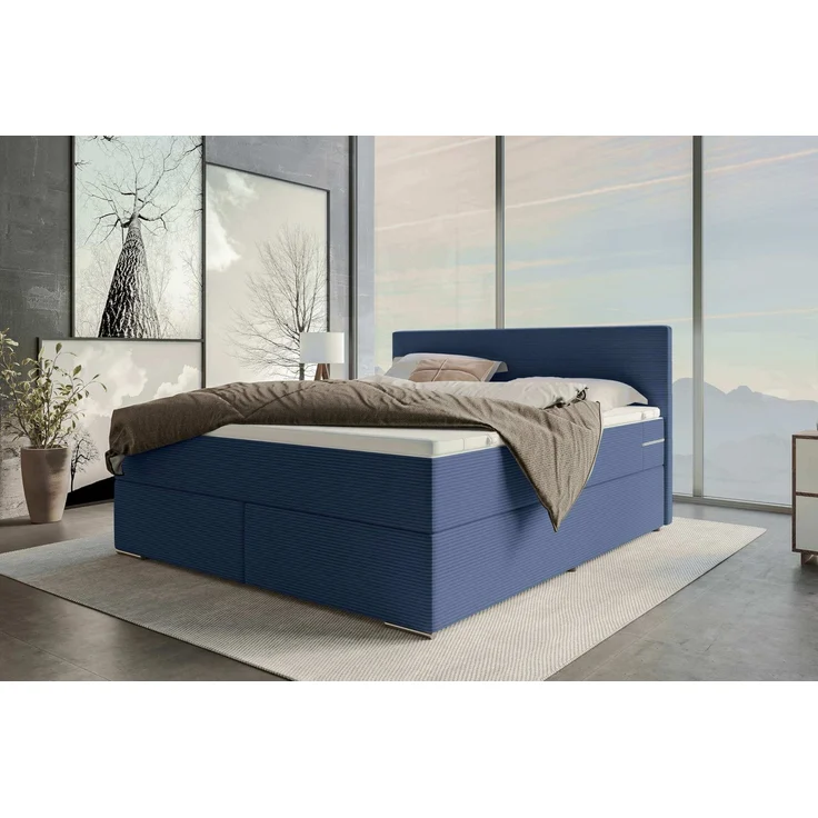 Sofa Dreams - Boxspringbett Valerio - Cordstoff - Creme - 140x200 cm – Bild 7