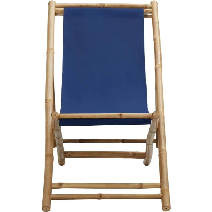 vidaXL Liegestuhl Bambus und Canvas Marineblau 313019 – Bild 7