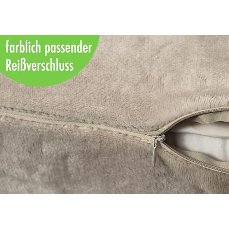 Heubergshop Kissenbezug, (1 Stück), Fleece 40x80cm Beige flauschig Kissenhülle warm (1x-40x80cm-Beige) – Bild 2