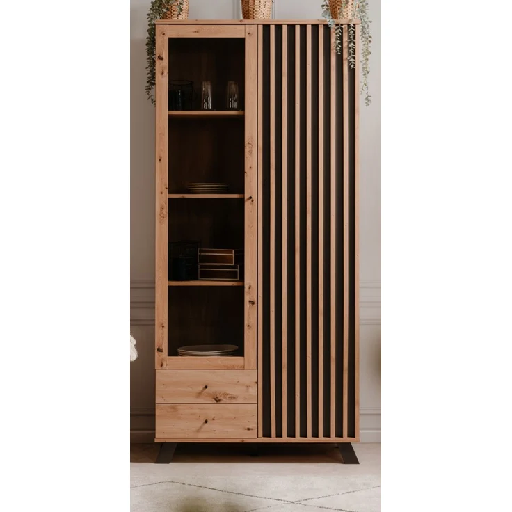 Vitrine Madem in Artisan Eiche und Anthrazit 92 x 199 cm – Bild 2