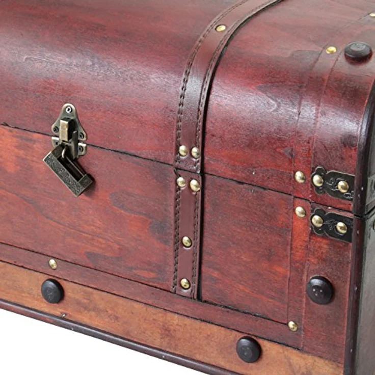HMF Schatzkiste Vintage Holztruhe mit Metallschloss, dekorative Schatztruhe 54 x 28 x 30 cm, Mexiko – Bild 7