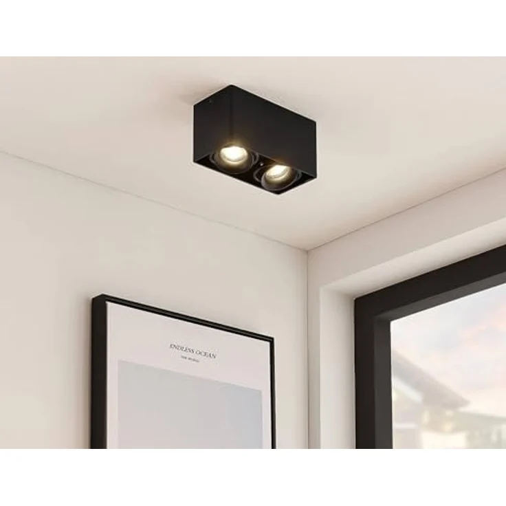 Arcchio Deckenlampe Kubika, moderne 2-flammige Deckenleuchte in Schwarz aus Aluminium (GU10) für Flur und Wohnräume – Bild 3
