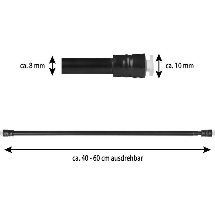 Bestlivings Klemmstange mit Schraubtechnik ausziehbar, kein Bohren und kein Kleben Schwarz 40-60 cm (4er Pack) – Bild 2