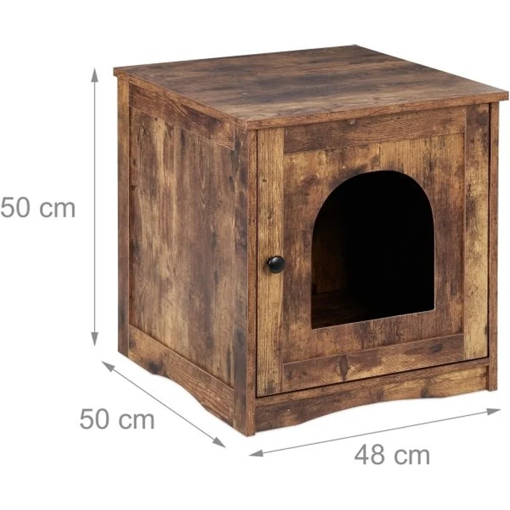 Katzenschrank für Katzenklo mit Tür, braun, 50 x 48 x 50 cm – Bild 4