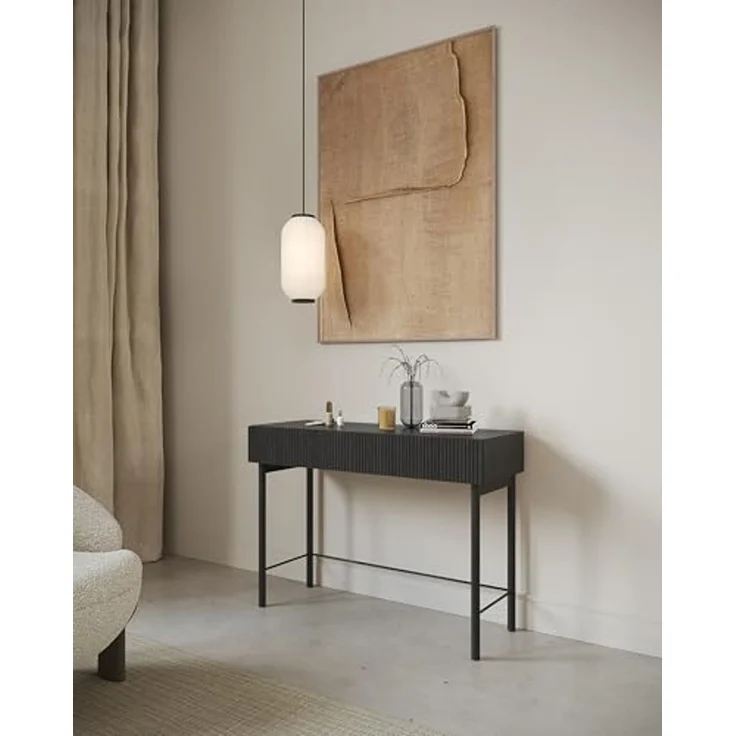 Selsey 'Nolie' Schminktisch mit 2 Schubladen, Holzoptik Esche schwarz, ca. 79 x 110 x 40 cm – Bild 2