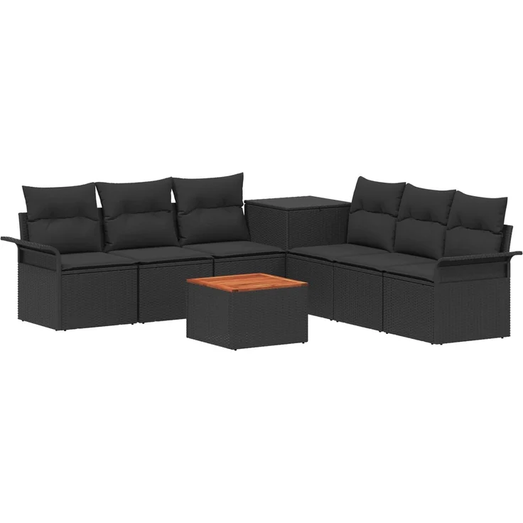 vidaXL Sofa Set 8 stk. Schwarz Polyrattan und Stahl 3447996 – Bild 2