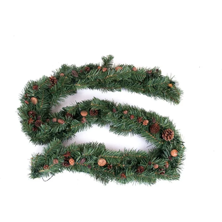 LED Tannengirlande 180cm Weihnachtsdeko Weihnachtsgirlande Tannenzapfen Kugeln