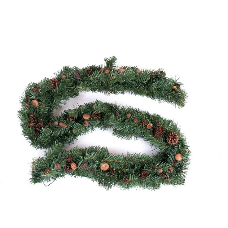 LED Tannengirlande 180cm Weihnachtsdeko Weihnachtsgirlande Tannenzapfen Kugeln