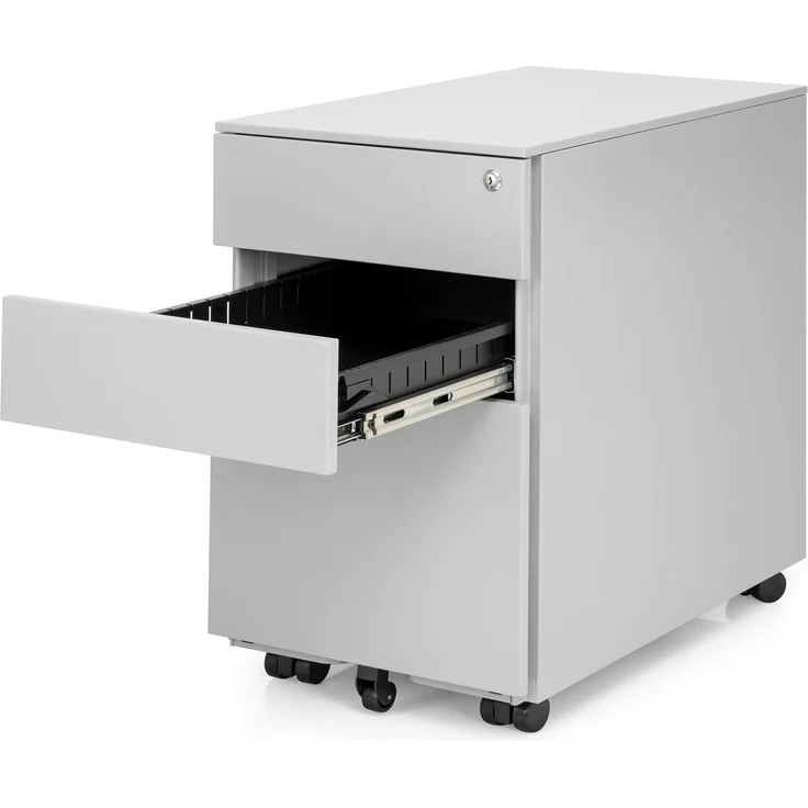 Ergotopia Rollcontainer I Grau I Mobil mit Rollen I Abschließbar mit 3 Schubladen I Fertig montiert I Ideal fürs Büro oder Homeoffice – Bild 5