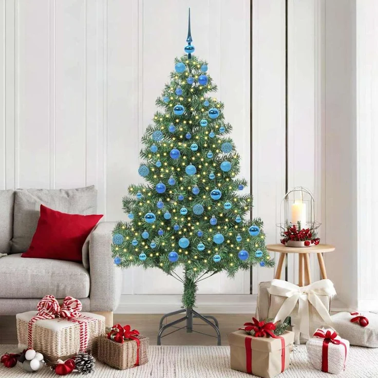 vidaXL Weihnachtsbaum mit LED-Beleuchtung Grün 180 cm PVC und Stahl 3396387 – Bild 1