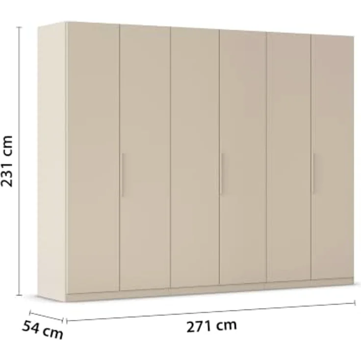 Rauch Möbel MYLORA, Kleiderschrank, Farbe Beige, Breite 271 cm | Schrank mit patentiertem Schnellmontagesystem, 6-türig, Zubehör Classic, für Schlafzimmer, Kinderzimmer, Garderobe, Flur – Bild 3