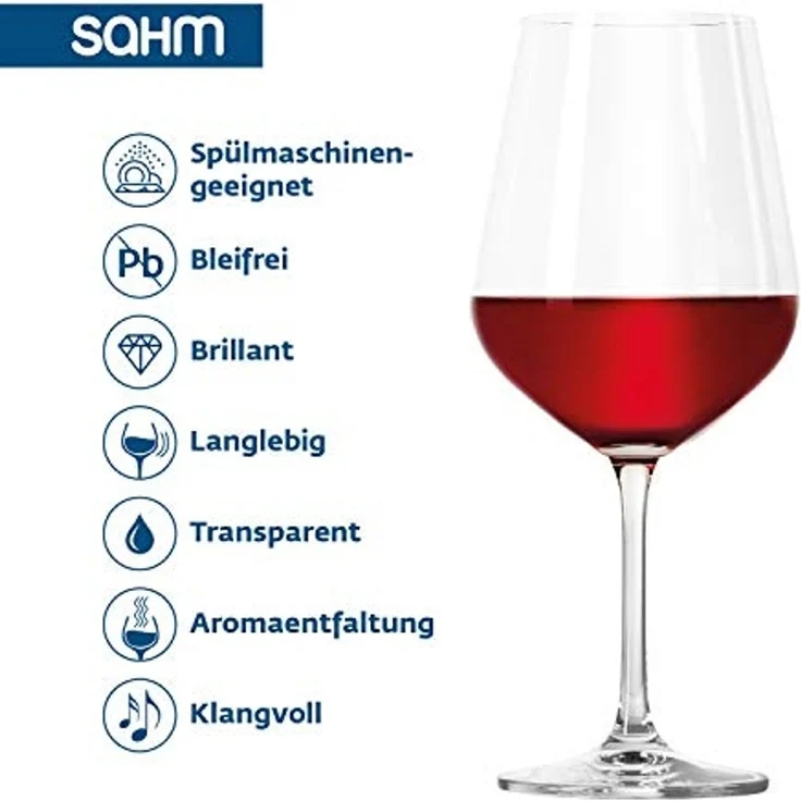 SAHM Rotweinglas Bauchig 6er Set - 580ml, Edles Glas, 100% recyclebar – Bild 3