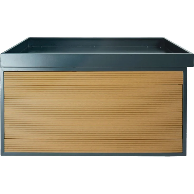 XL Mähroboter-Garage mit Pflanzkasten HWC-L45, Dach Unterstand für Rasenmäher, WPC Metall 47x70x94cm ~ Eiche-Optik – Bild 8