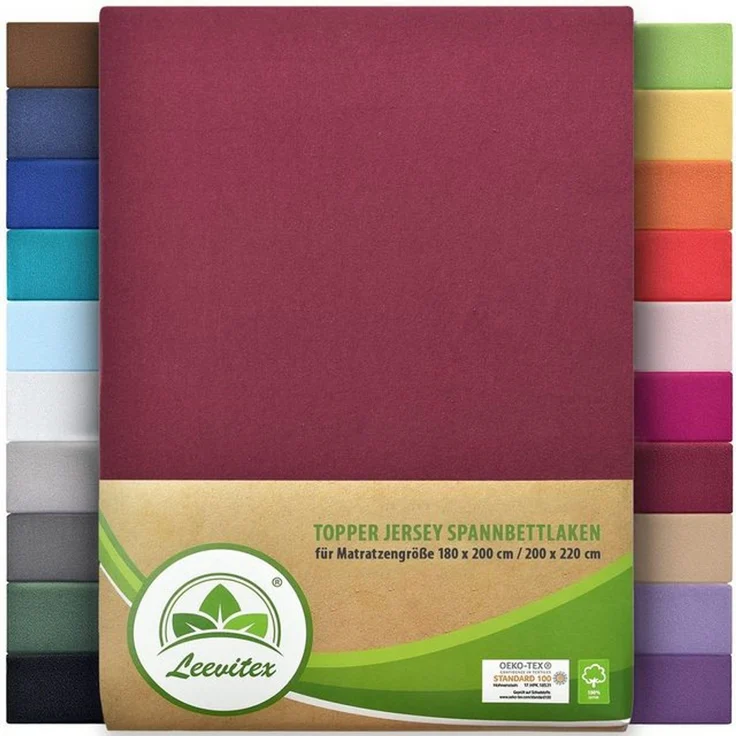 leevitex® Spannbettlaken für Topper aus 100% Mako-Jersey – 170g/m², 18cm Steg, 180x200-200x220, Gummizug: rundum, Optimale Abdeckung – ideal für Topperauflagen, Öko-Tex Standard 100 – Bild 4