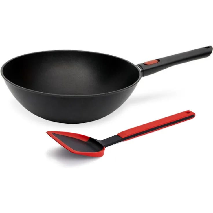 WOLL Wok Eco Lite QXR Ø 30 cm/ H: 10 cm / 4,1 L PFAS‑frei Diamond‑QXR Versiegelung Aluminium (100 % recycelt) abnehmbarer Griff alle Herdarten inkl. Induktion bis 250 °C Spülmaschinenfest