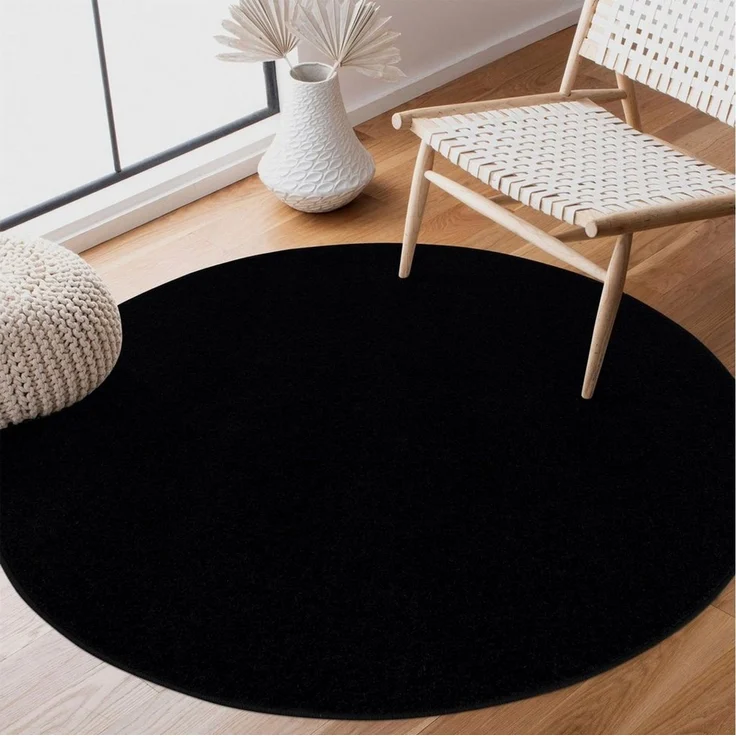 Sanat Teppich UNI, auch als Läufer und Rund, rund, Höhe: 13 mm, robuster Kurzflorteppich, große Farbauswahl, Wohnzimmer, alle Räume – Bild 4