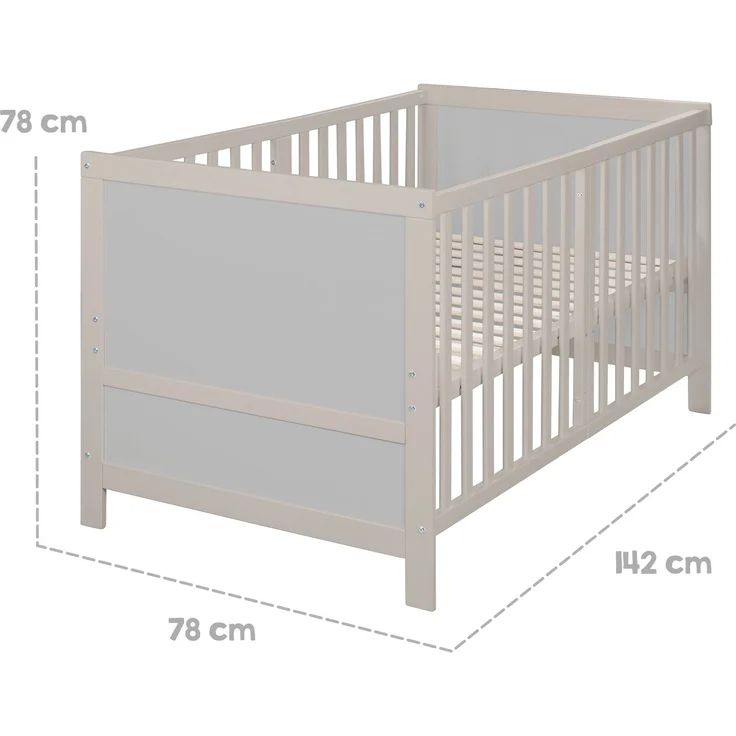 roba Babybett EASY SLEEP 70 x 140 cm inkl. Umbauecken - Mitwachsendes Gitterbett 3-fach höhenverstellbar - 3 Schlupfsprossen - Holz natur / grau – Bild 7