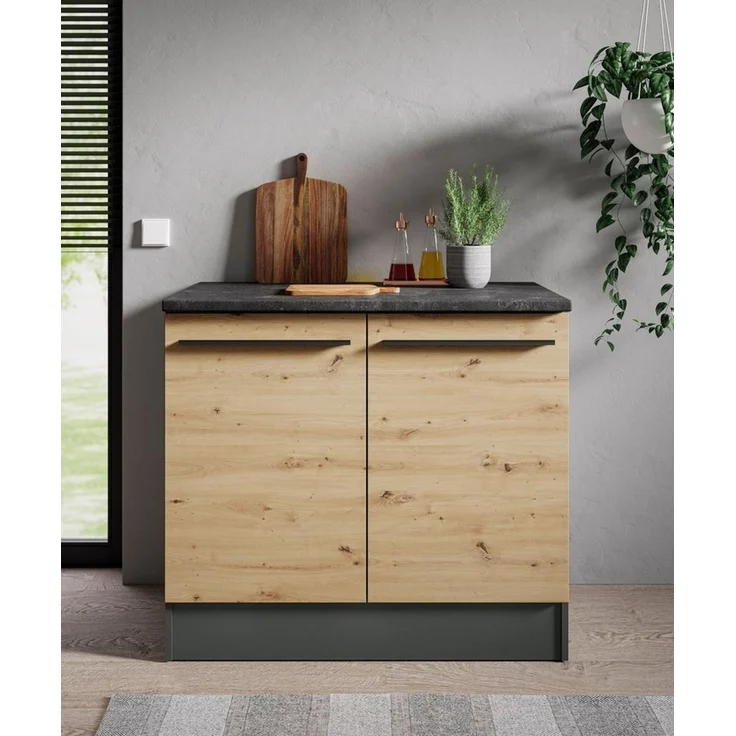 BASIC by Balculina Spülenschrank Jazz B/T/H 100x60x90 cm (1-St) Breite 100cm, Melaminbeschichtung – Bild 2